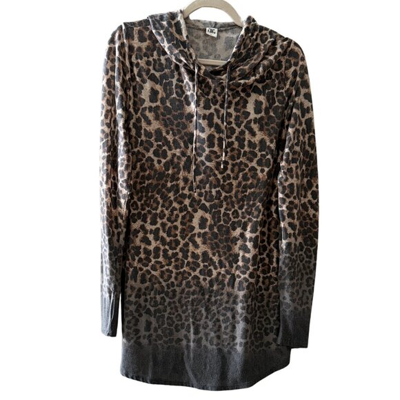 Sew In Love Tops - Sew In Love Leopard Print Hooded Long Sleeve Tunic Top — Size XL